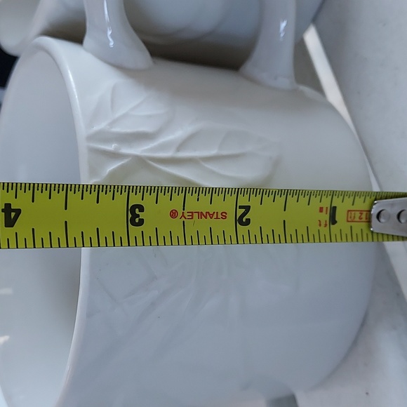 PIER I IMPORTS (2) Embossed White Fruit Coffee Cups - Picture 5 of 6